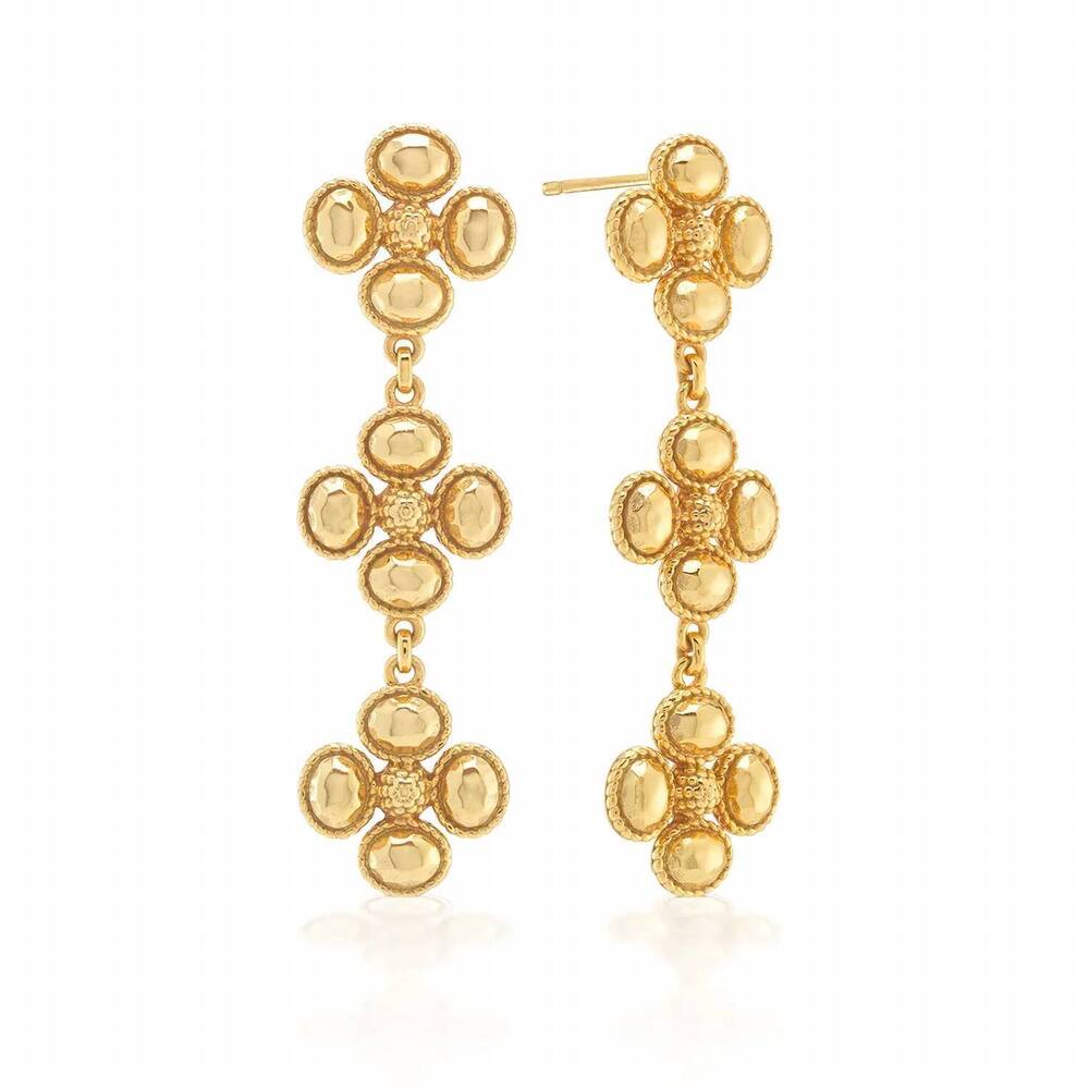 NEW CAPUCINE DE WULF women's berry clover linear earrings in gold